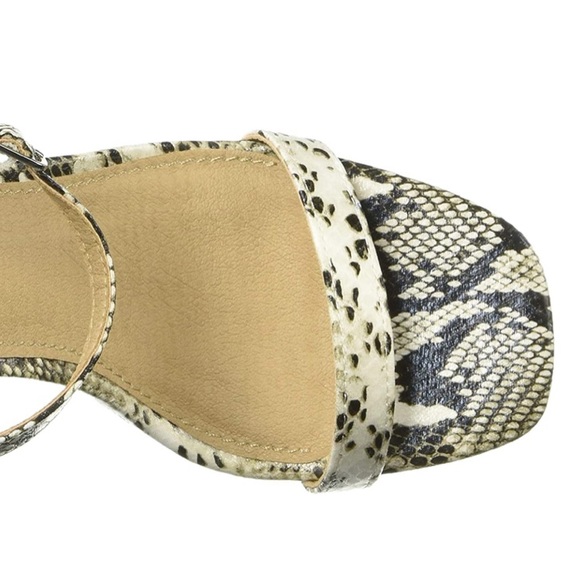 Snake Square Toe Flare BlockHeel Minimalist Sandal - Picture 4 of 4